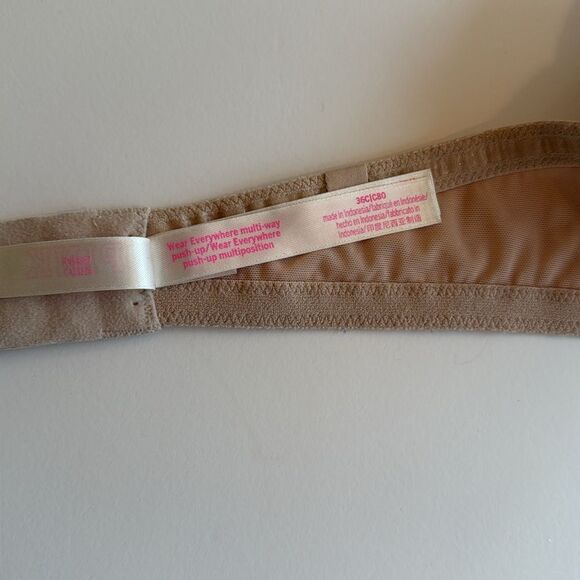 VICTORIA'S SECRET PINK NUDE TAN BEIGE STRAPLESS PUSH-UP BRA SIZE 36C - Picture 4 of 5